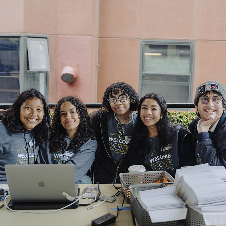 Staff at check-in desk on move-in day