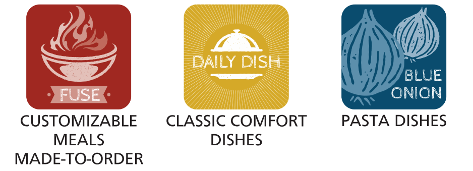 Customizable meals, classic comfort dishes, pasta dishes