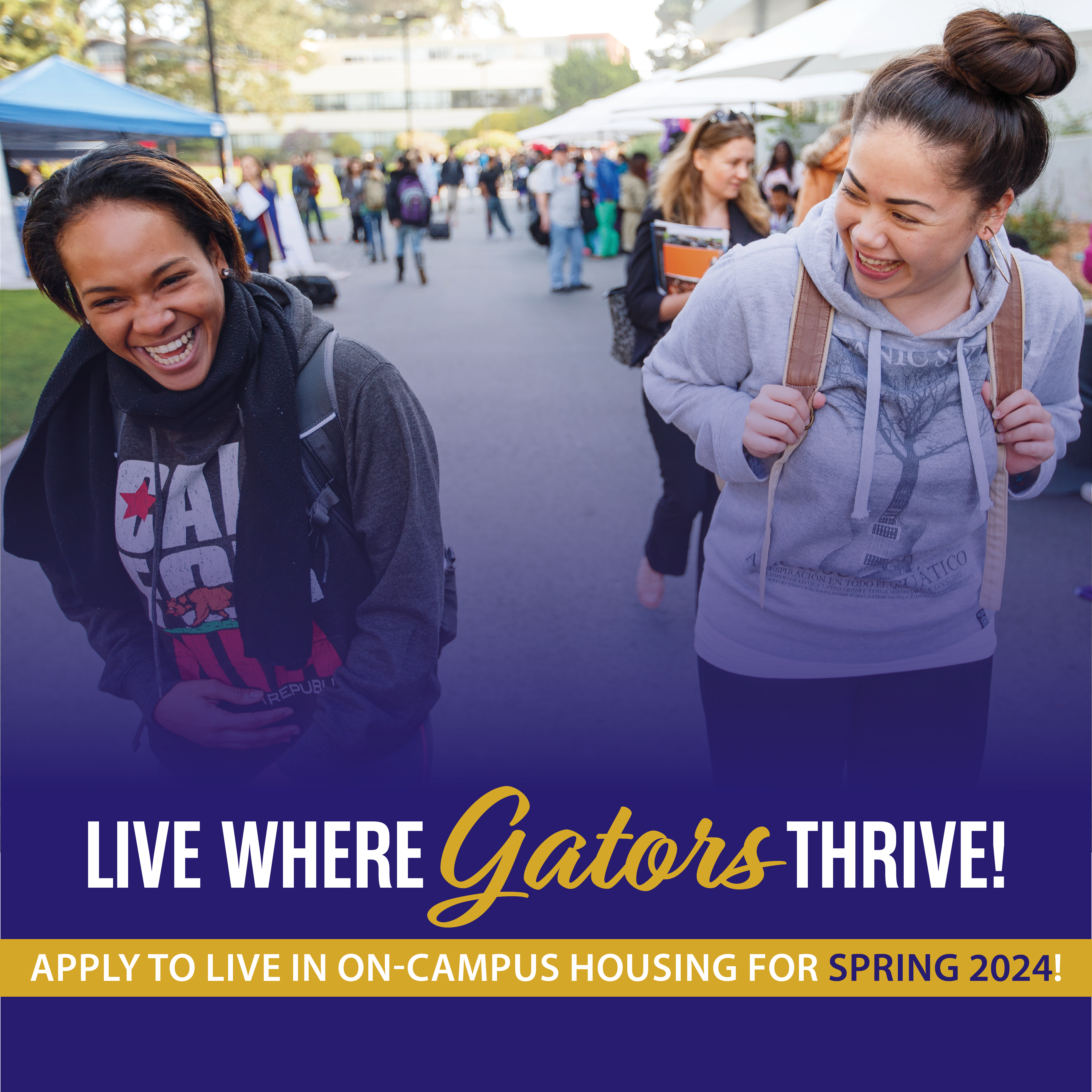 Live where Gators thrive! Apply to live on campus for spring 2024!