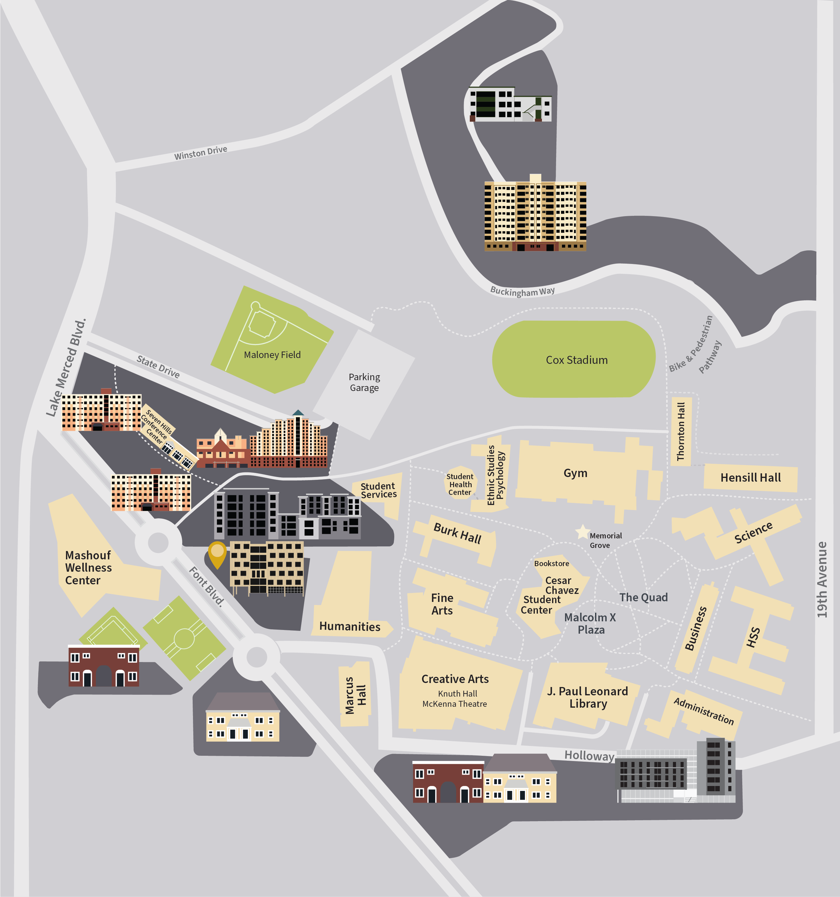 Map of the new housing community at West Campus Green