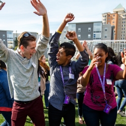 Students at West Campus Green
