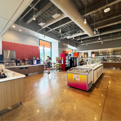 Student getting food at Yerba Buena Dining Hall