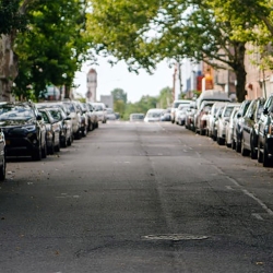 Street with parked cars