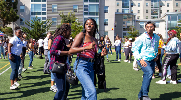 Students at event on West Campus Green